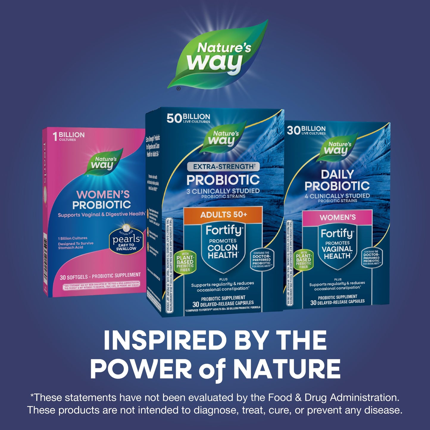 Nature’s Way Fortify Extra Strength(1) Probiotic Age 50+, 50 Billion Live Cultures, 11 Strains, Prebiotics, Digestive Health*, Immune Support*, Colon Health*, 30 Capsules - Nirvana Guru