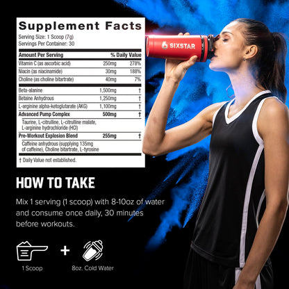 Six Star Pre-Workout Powder for Men & Women, Fruit Punch (30 Servings) - Preworkout Explosion 2.0 Energy Powder Drink Mix with Beta-Alanine & Caffeine - Sports Nutrition Supplement Products Nirvana Guru