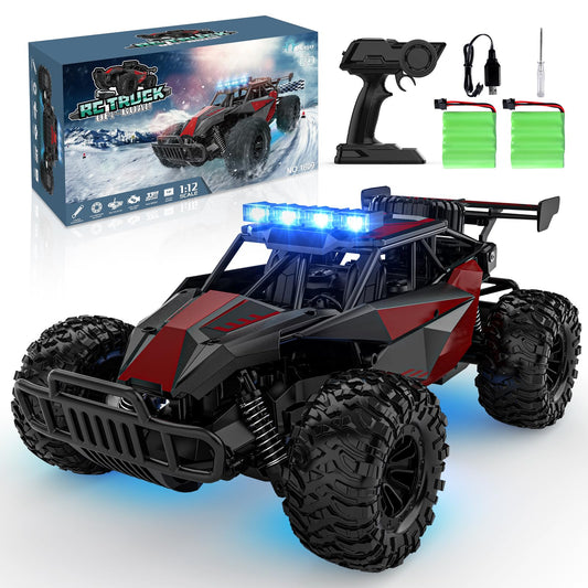 BLUEJAY Remote Control Car, 2.4GHz High Speed 33KM/H RC Cars Toys, 1:12 Monster RC Truck Off Road with LED Headlight and Rechargeable Battery Gifts for Adults Boys 8-12 Nirvana Guru