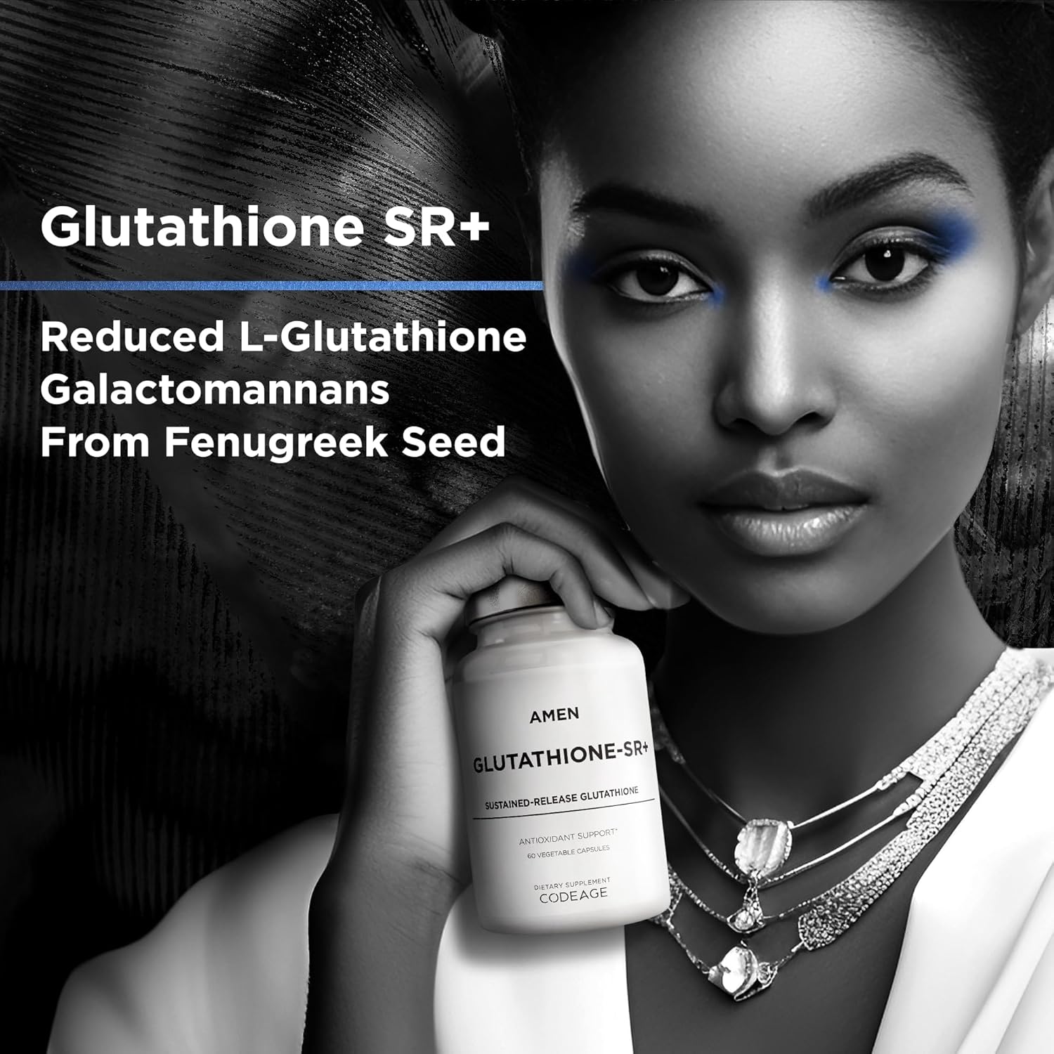Amen Glutathione-SR+ Advanced Sustained-Release Supplement - 2-Month Supply - Reduced L-Glutathione - Galactomannans Fenugreek Seed - Time-Reduced Matrix - Non-GMO - 60 Capsules Nirvana Guru