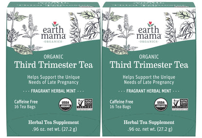Earth Mama Organic Third Trimester Tea Bags | 100% USDA Organic Herbal Tea for Late Pregnancy Comfort + Childbirth Preparation, 16 Teabags Per Box (2-Pack) Nirvana Guru
