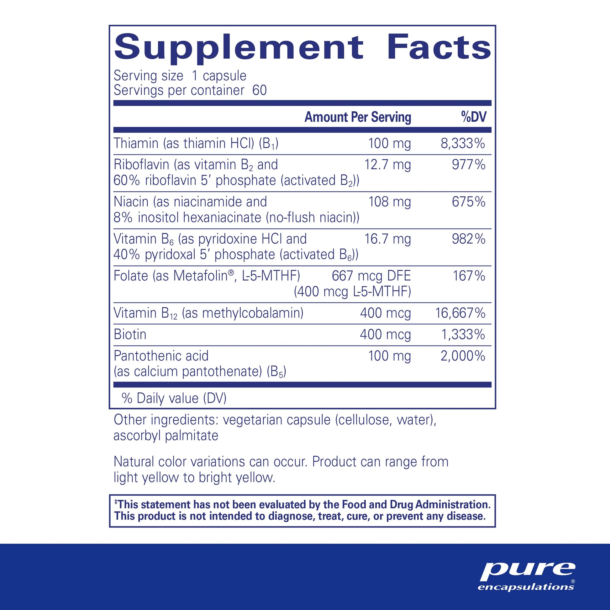 Pure Encapsulations B-Complex Plus - B Vitamins Supplement to Support Neurological Health, Cardiovascular Health, Energy Levels & Nervous System Support* - with Vitamin B12 & More - 120 Capsules Nirvana Guru