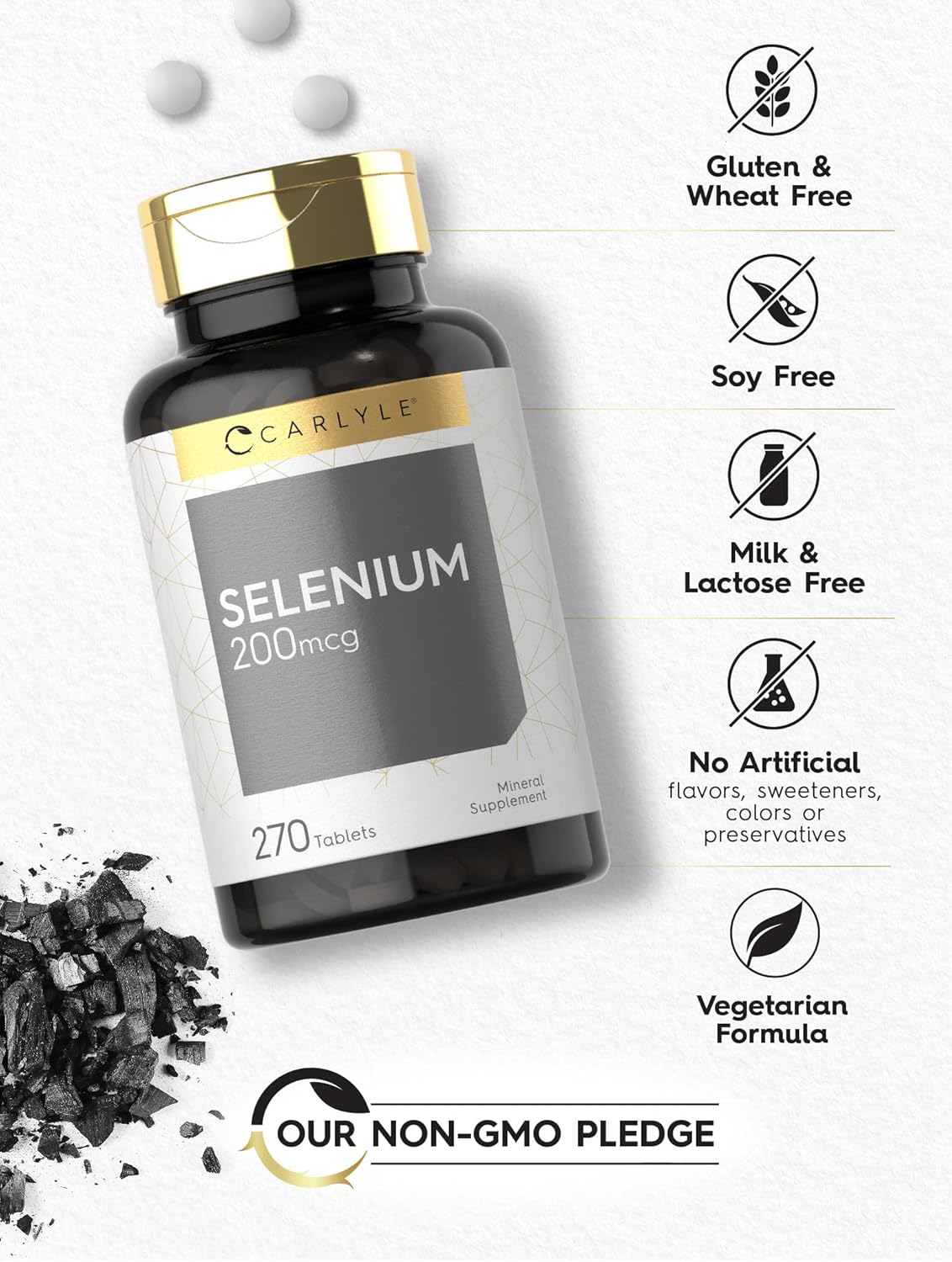Carlyle Selenium Supplement 200mcg | 270 Tablet Capsules | Essential Trace Mineral | Vegetarian, Non-GMO, Gluten Free Nirvana Guru