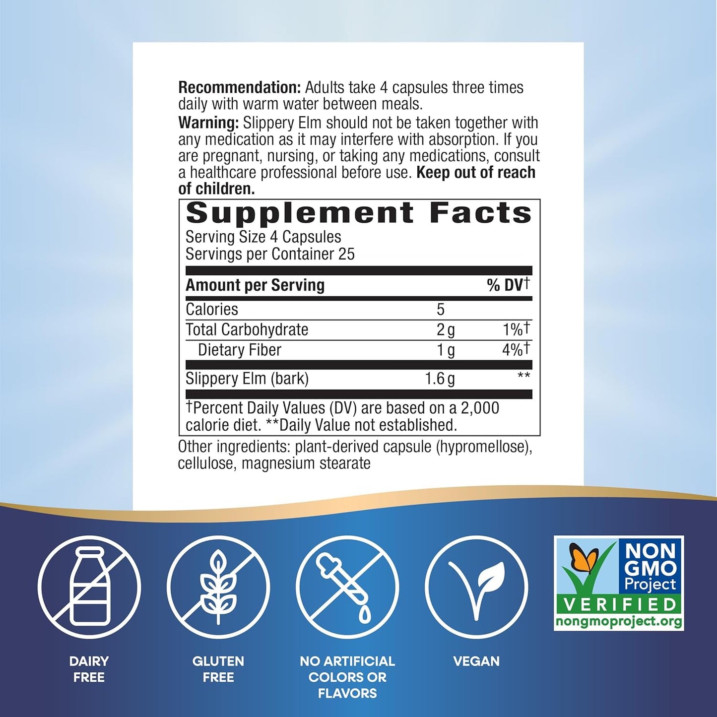 Nature's Way Slippery Elm Bark, Traditional Support to Soothe the GI Tract*, Vegan, 100 Capsules - Nirvana Guru