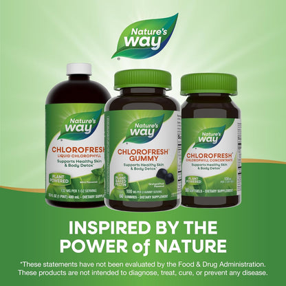 Nature’s Way Chlorofresh Chlorophyll Gummies, Supports Healthy Skin and Body Detox*, Internal Deodorant*, Orchard Fruit Flavored, 60 Gummies (Packaging May Vary) - Nirvana Guru