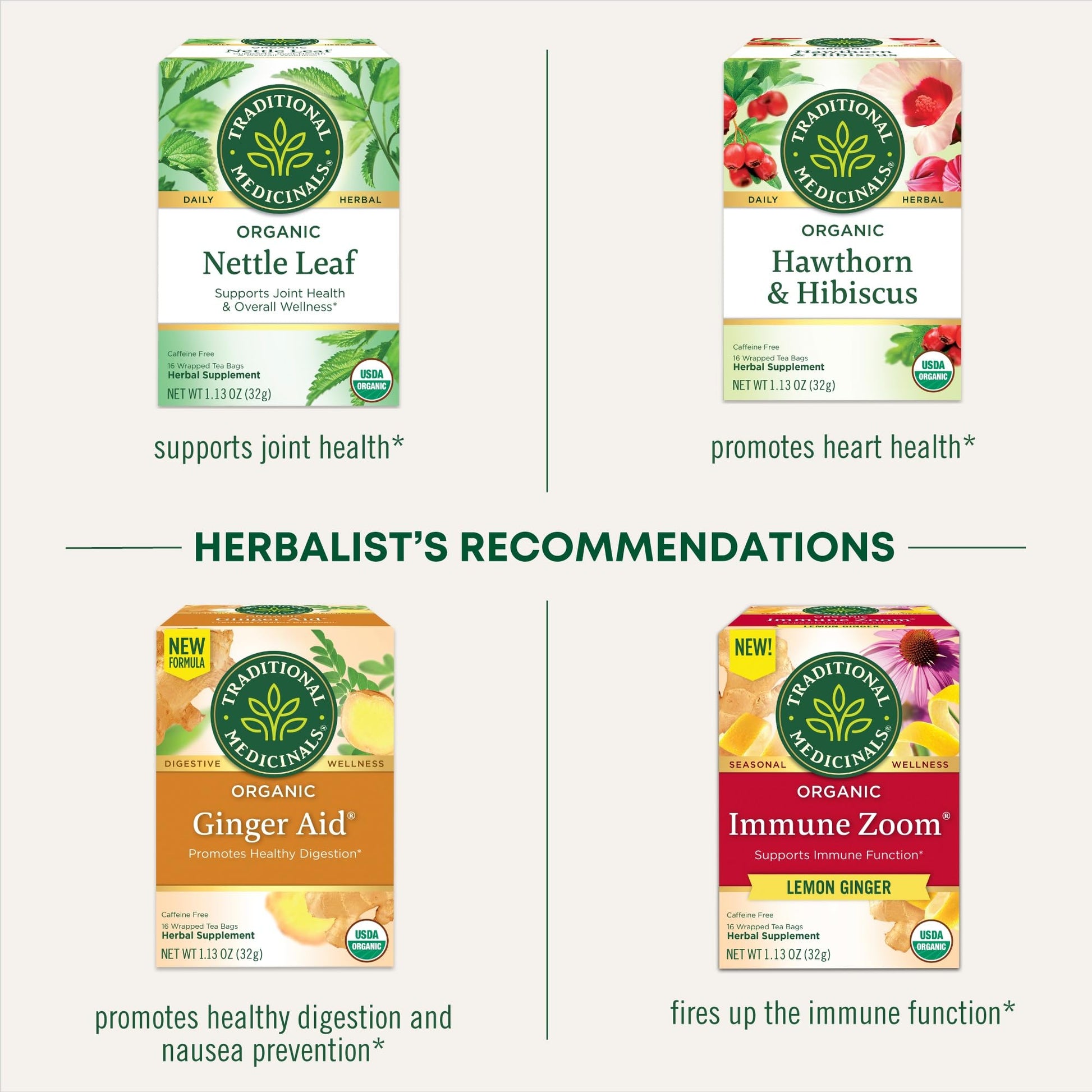 Traditional Medicinals Organic Nettle Leaf Herbal Tea, Supports Joint Health & Overall Wellness, (Pack of 1) - 16 Tea Bags - Nirvana Guru