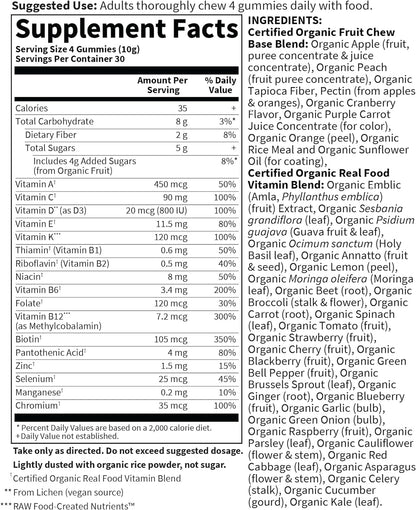 Garden of Life Organics Men's Gummy Vitamins - Berry - Certified Organic, Non-GMO, Vegan, Kosher Complete Multi - Methyl B12, C & D3 - Gluten, Soy & Dairy Free, 120 Real Fruit Chew Gummies - Nirvana Guru
