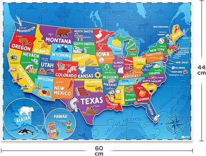 Momo & Nashi US Map Puzzle & World Map Puzzle - Childrens Jigsaw Geography Puzzles for Kids Learning Games nirvanaguru
