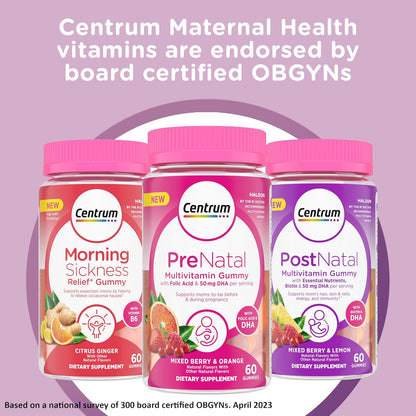 Centrum Prenatal Multivitamin Gummies with DHA and Folic Acid, Mixed Berry and Orange Flavors - 60 Count, 30 Day Supply Nirvana Guru