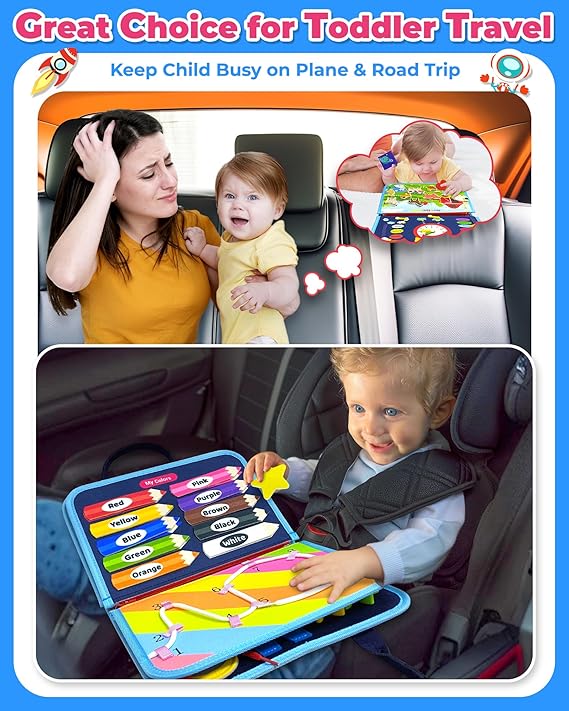 Gojmzo Busy Board Montessori Toys for Toddler Boy Birthday Gifts, Busy Book Sensory Toys for Toddlers, Learning Educational Toddler Travel Activities nirvanaguru