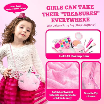ULOVEME Kids Real Makeup Kit for Girls with Fluffy Purse - Real, Non Toxic, Washable Make Up Toy - Umicorn Toys Gift for 3 4 5 6 7 8 Years Old Girls Birthday (Pink Umicorn) nirvanaguru