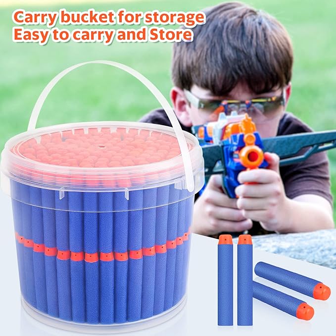 Refill Darts Bullets Compatible with Nerf Guns N-Strike Elite Series, 300PCS Refill Darts Premium Foam Bullets Pack with Portable Storage Bucket nirvanaguru