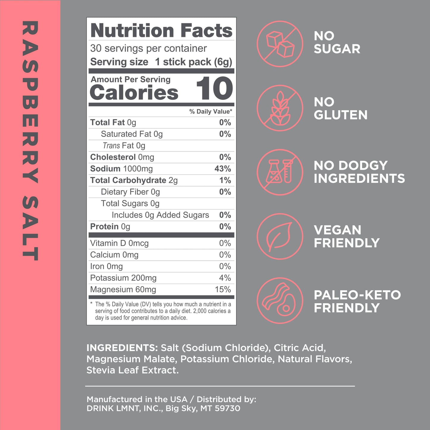 LMNT Zero Sugar Electrolytes - Watermelon Salt | Drink Mix | 30-Count