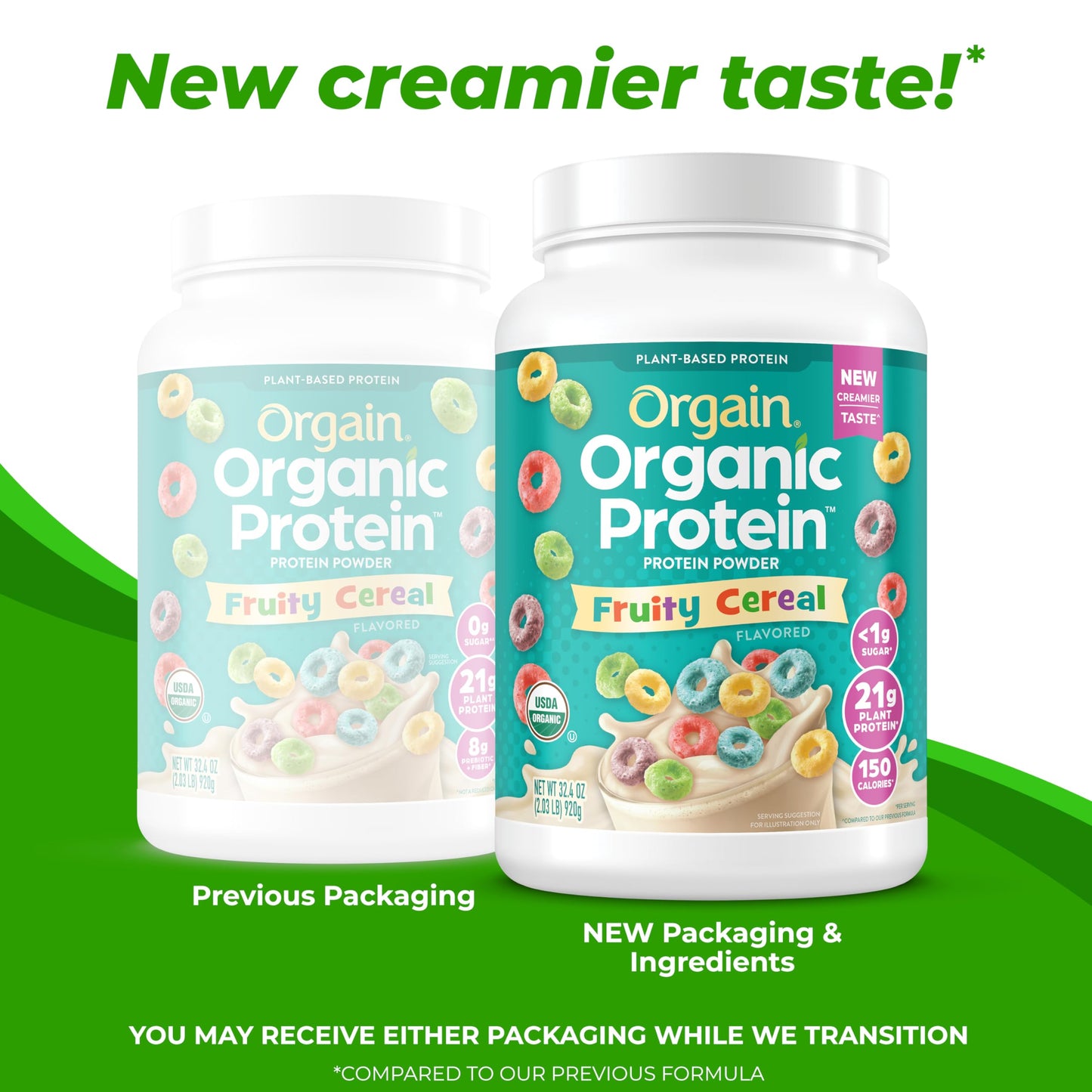 Orgain Organic Vegan Protein Powder, Vanilla Bean - 21g Plant Protein, 4g Prebiotic Fiber, No Lactose Ingredients, No Added Sugar, Non-GMO, For Shakes & Smoothies, 2.03 lb (Packaging May Vary)