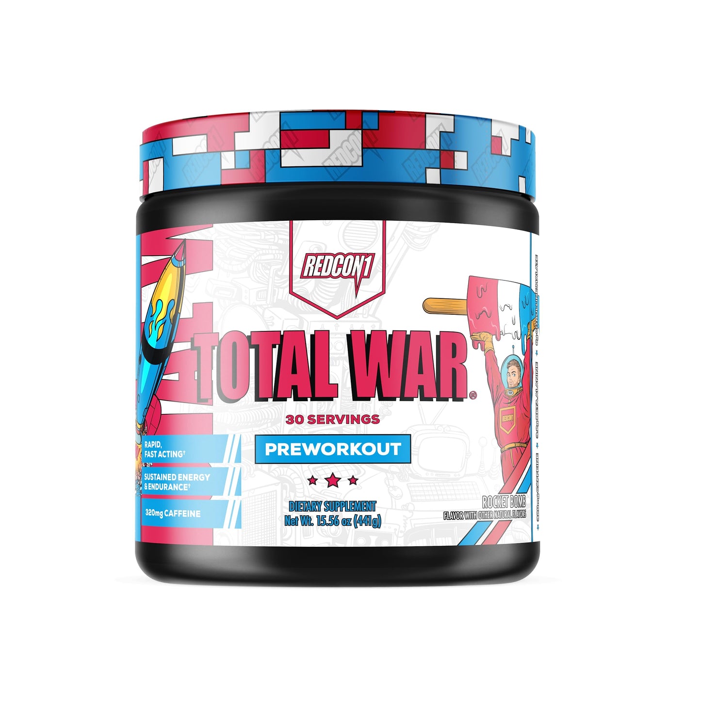 REDCON1 Total War Pre Workout Powder, Blue Lemonade - Beta Alanine + Citrulline Malate Keto Friendly Preworkout for Men & Women with 320mg of Caffeine - Fast Acting (30 Servings) Nirvana Guru