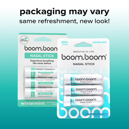 BoomBoom Nasal Stick | Vapor Flow Technology | Cool Refreshing Sensation | Natural Mood Boost | Simple Ingredients | Essential Oils + Menthol Inhaler (Mint, Wintermint, Tropical, Lavender) Nirvana Guru