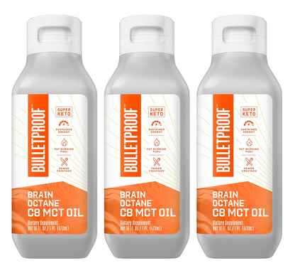 Bulletproof Coconut Brain Octane C8 MCT Oil, 16 Ounces, Premium Keto Supplement for Sustained Energy and Fewer Cravings, Brain and Body Fuel, Unflavored, Add to Coffee and Smoothies