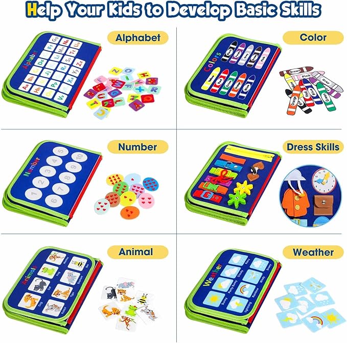 Winblo Toddler Busy Board - Montessori Toys for Toddler Boy Birthday Gift, Educational Learning Sensory Busy Book for Toddler Boys, Toddlers Activities Travel Toys for Airplane Car nirvanaguru