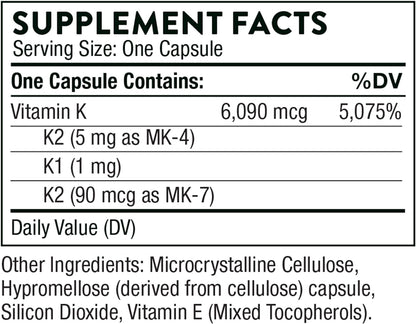 THORNE Vitamin K (Formerly 3-K Complete) - Vitamins K1 and K2 (as MK-4 and MK-7) - Supports Strong Bones* - 60 Capsules - Nirvana Guru