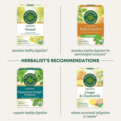 Traditional Medicinals Tea, Organic Gas Relief, Relieves Gas & Bloating, Chamomile Mint, 16 Tea Bags - Nirvana Guru
