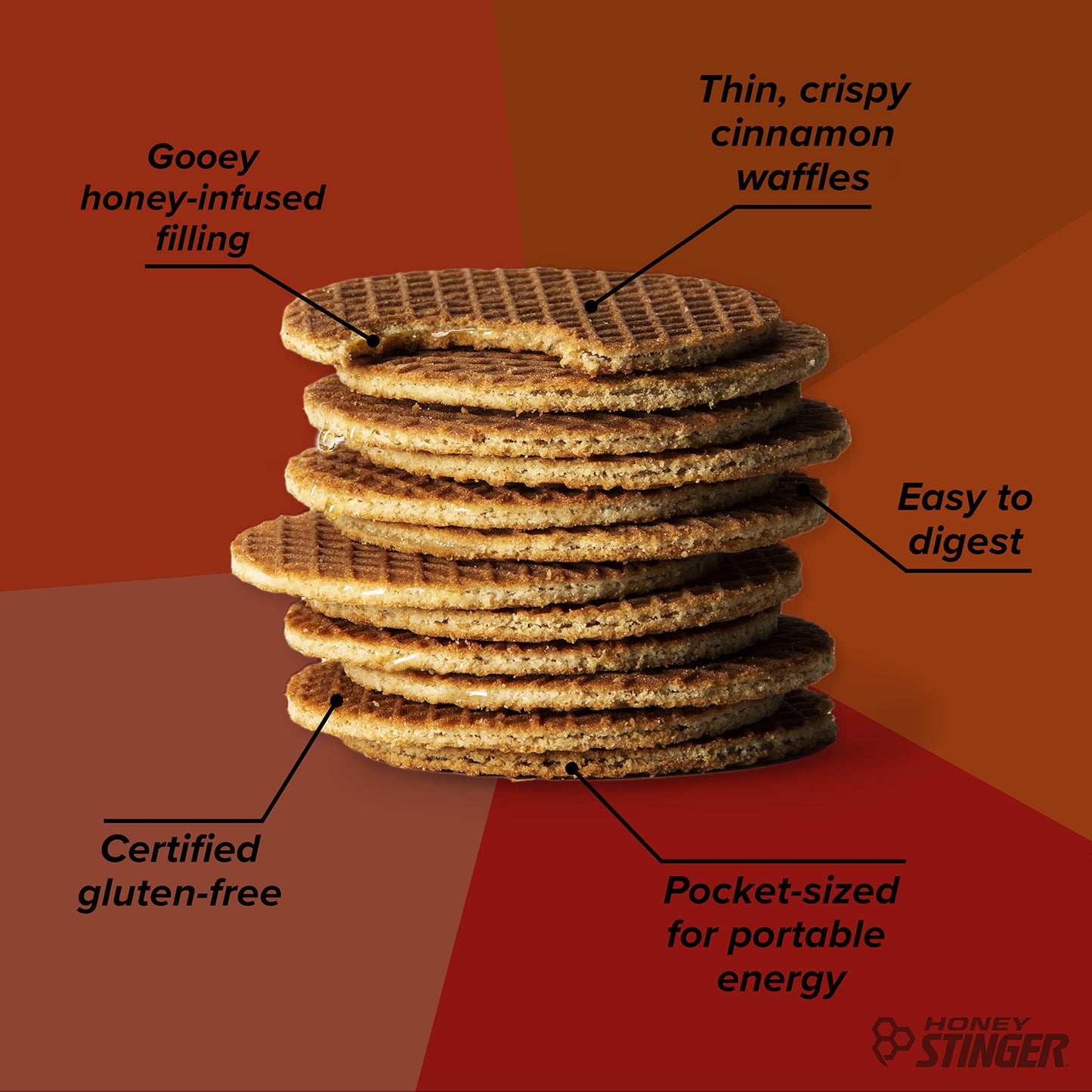 Honey Stinger Organic Honey Waffle Energy Stroopwafel for Exercise, Endurance and Performance Sports Nutrition for Home & Gym, Pre and Post Workout Box of 16 Waffles, 16.96 Ounce (Pack of 16)