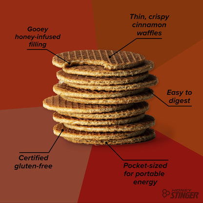 Honey Stinger Organic Honey Waffle Energy Stroopwafel for Exercise, Endurance and Performance Sports Nutrition for Home & Gym, Pre and Post Workout Box of 16 Waffles, 16.96 Ounce (Pack of 16)