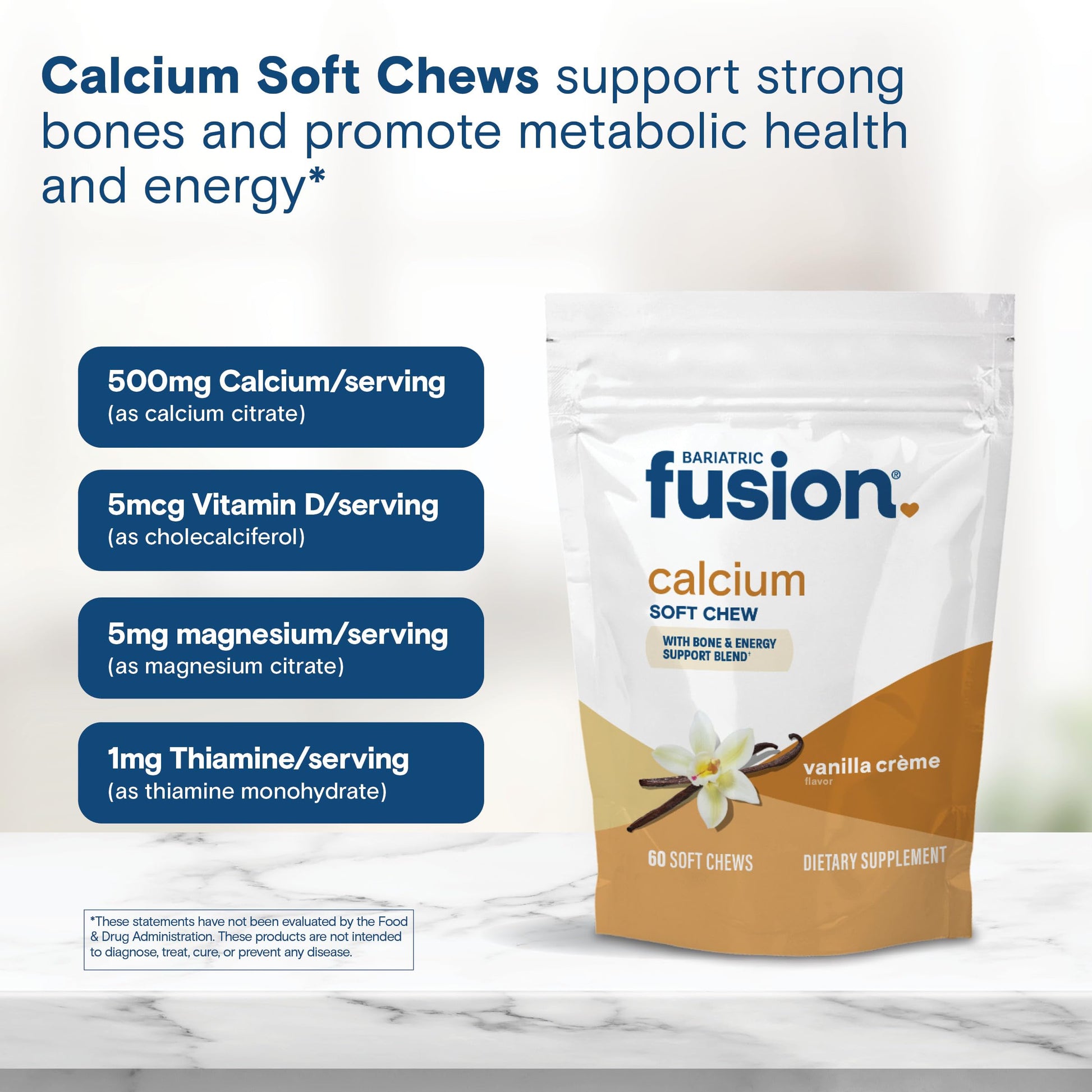 Bariatric Fusion Bariatric Calcium Chews | Calcium Citrate with Vitamin D3 Calcium Supplement Bariatric Vitamin | Sugar Free Calcium Citrate Chewable | Calcium Citrate 500mg | Caramel | 60 Count Nirvana Guru