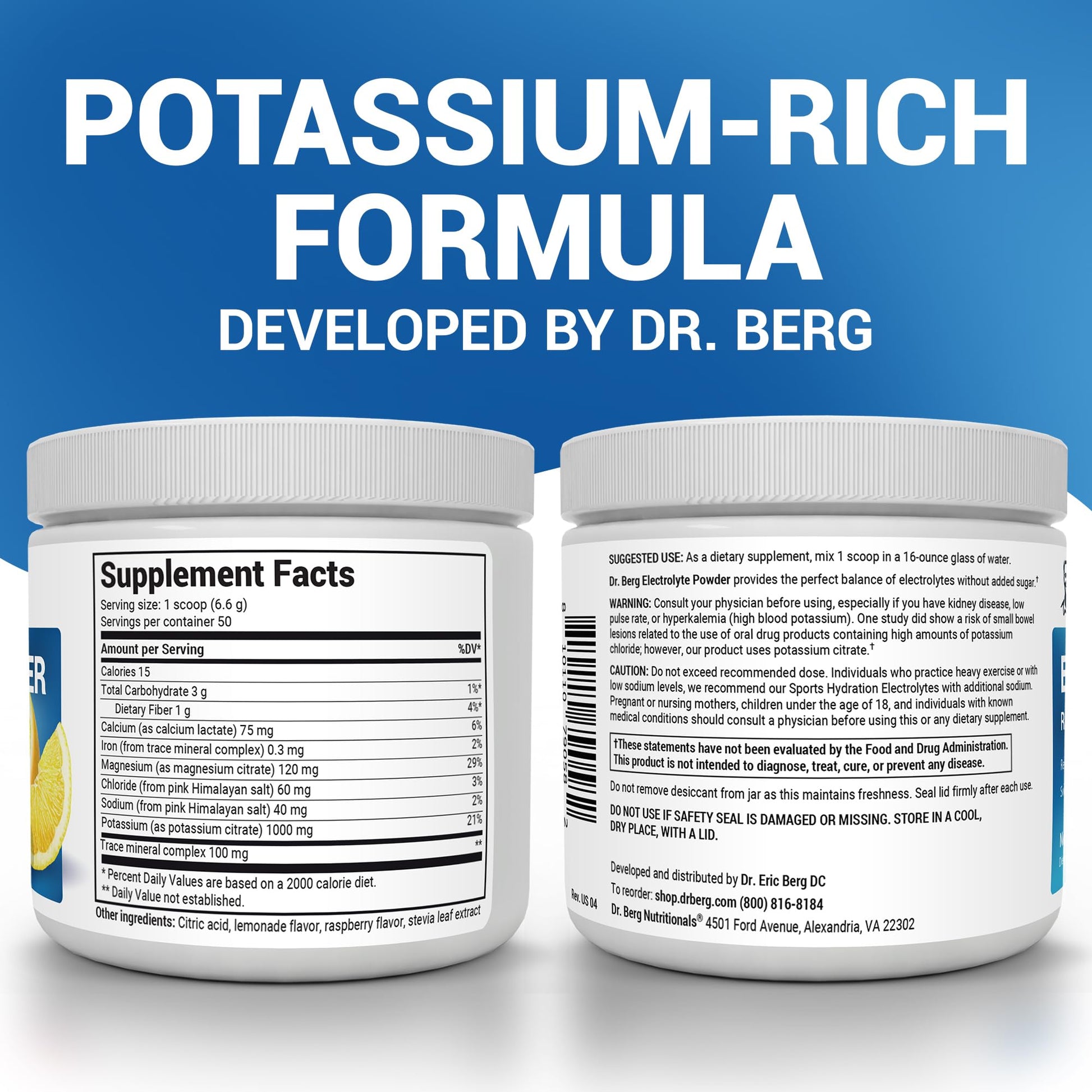 Dr. Berg Zero Sugar Hydration Keto Electrolyte Powder - Enhanced w/ 1000 mg of Potassium & Real Pink Himalayan Salt (NOT Table Salt) - Raspberry & Lemon Flavor Hydration Drink Supplement, 100 Servings Nirvana Guru