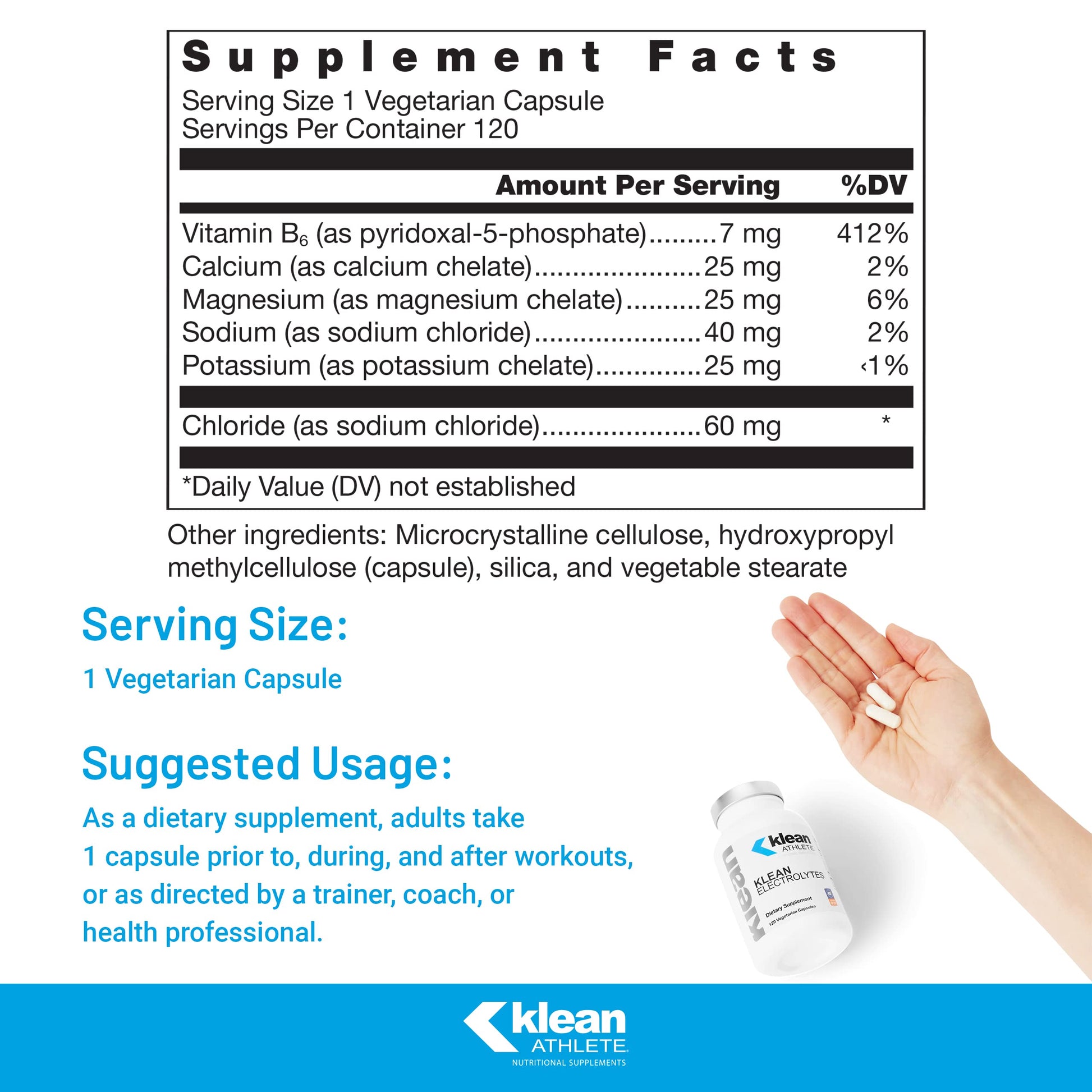 Klean ATHLETE Klean Electrolytes | Replenishes Minerals for Hydration to Help Achieve Optimal Health | NSF Certified for Sport | 120 Capsules - Nirvana Guru