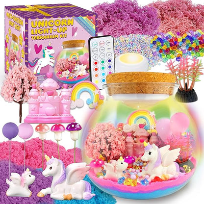 Unicorn Terrarium Crafts Kit for Kids-LED Night Light Up & Remote Unicorn Birthday Gifts Toys for Girls Ages5 6 7 8 9 10 Year Old-Christmas Gifts for Girls nirvanaguru