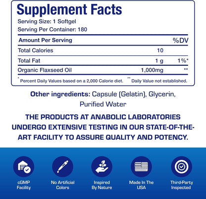 Cold Pressed Organic Flaxseed Oil 1000mg Softgels - Non GMO Organic Flax Seed Oil Rich in Naturally Occurring Omega 3 6 9 for Full Body Benefits - Fish Free Omega 3 Supplement (180 Softgels) Nirvana Guru