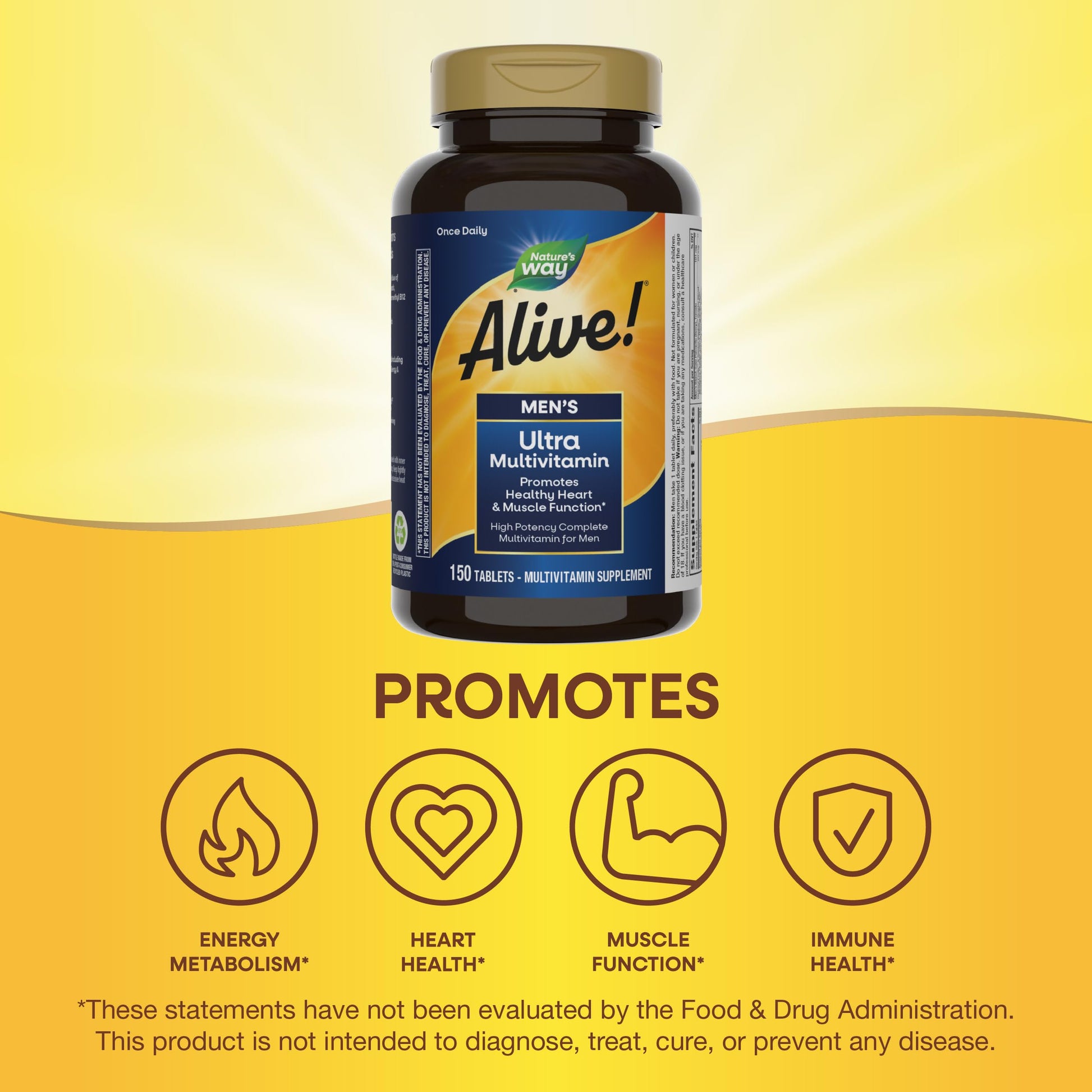 Nature's Way Alive! Men's Daily Ultra Multivitamin, High Potency Formula, Promotes Healthy Heart & Muscle Function*, with Methylated B12, Gluten Free, 60 Tablets - Nirvana Guru