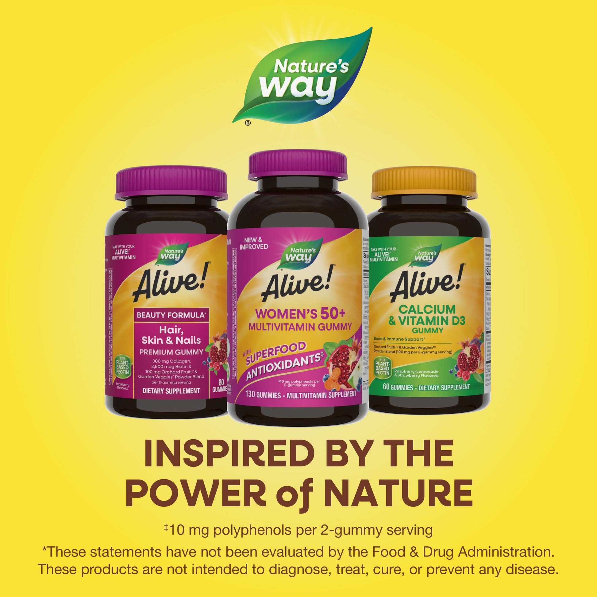 Nature's Way Alive Women’s 50+ Daily Gummy Multivitamins, Supports Multiple Body Systems*, Supports Healthy Heart, Brain & Bones,* B-Vitamins, Mixed Berry Flavored, 150 Gummies (Packaging May Vary) - Nirvana Guru