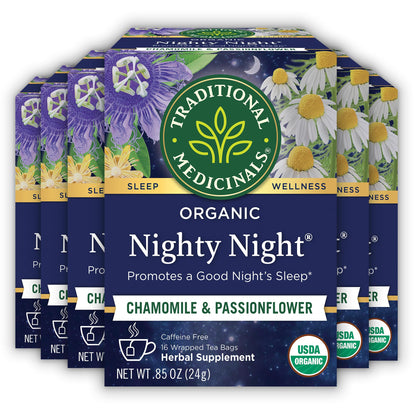 Traditional Medicinals Organic Nighty Night Extra Tea With Valerian Root for Relaxation, 16 Tea Bags (Pack of 1) - Nirvana Guru