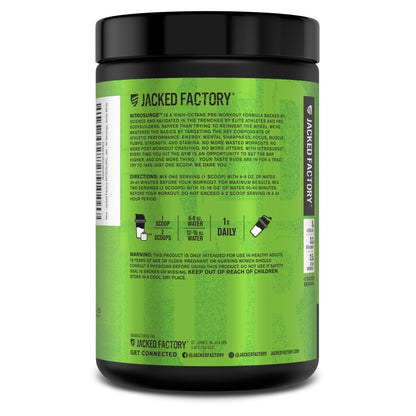 Jacked Factory NITROSURGE Pre Workout Supplement - Energy Booster, Instant Strength Gains, Clear Focus & Intense Pumps - NO Booster & Powerful Preworkout Energy Powder - 30 Servings, Blue Raspberry