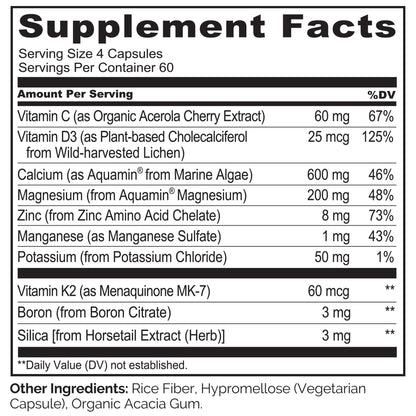NATURELO Calcium Supplement - with Vitamin C, Vitamin D3, K2, and Calcium Magnesium Zinc for Bone Strength with Calcium 600mg - Plant-Based, 120 Vegetarian Capsules, Non-GMO, Soy & Gluten-Free Nirvana Guru