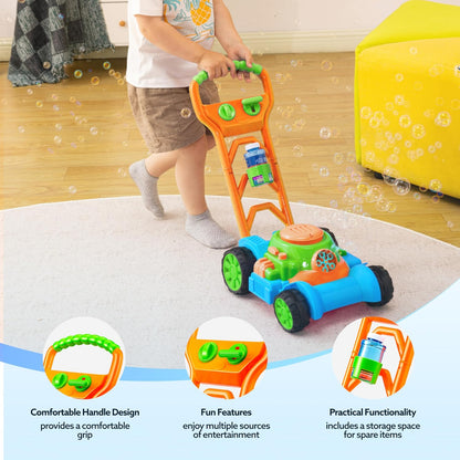 SLOOSH Bubble Lawn Mower Toddler Toys - Pretend Play Bubble Blower Machine Gardening Toy Leak-Proof for Indoor Outdoor Use, Push Toys Preschool Baby Boys Kids Halloween Birthday Gifts Nirvana Guru