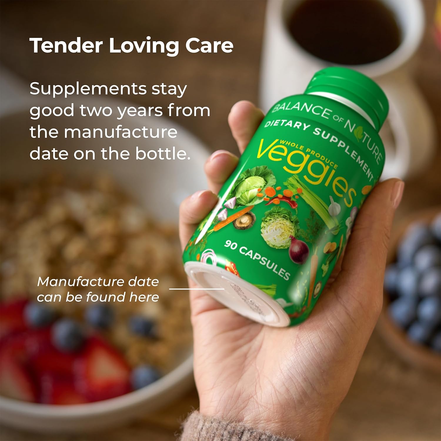 Balance of Nature Fruits and Veggies Supplements - Whole Fruit and Vegetable Ingredients for Women, Men, and Kids - 90 Fruit Capsules, 90 Veggie Capsules - 1 Set Nirvana Guru