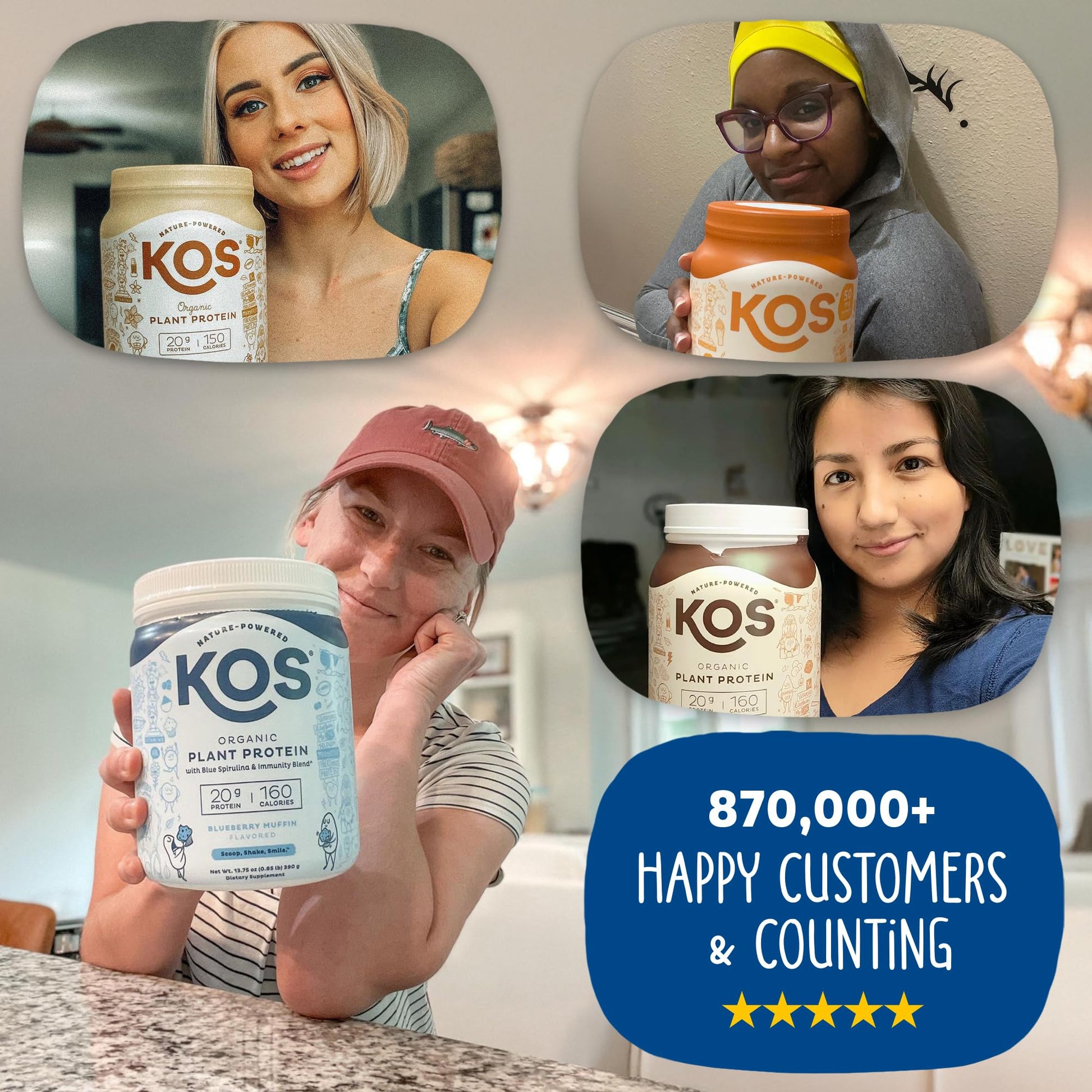 KOS Vegan Protein Powder Erythritol Free, Vanilla USDA Organic - Pea Protein Blend, Plant Based Superfood Rich in Vitamins & Minerals - Keto, Dairy Free - Meal Replacement for Women & Men, 28 Servings - Nirvana Guru
