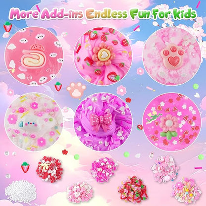 6 Pack Slimes, Pink Slime Kids, Cloud Slime kit for Girls Ages 8-12, Toys for Girls and Boys, for Kids Slime Set Party kit Goodie Bag Stuffers, 4 5 6 7 8 9 10 Year Old Girl Birthday Gift Cute Stuff nirvanaguru