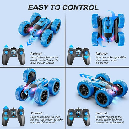 Remote Control Car, RC Cars Toys for Kids Ages 6-12, 4WD Stunt Car with LED Lights & 360° Flips, 2.4GHz, Upgraded USB-C Modular Batteries, 8-10 Year Old Boys Birthday Gift Nirvana Guru