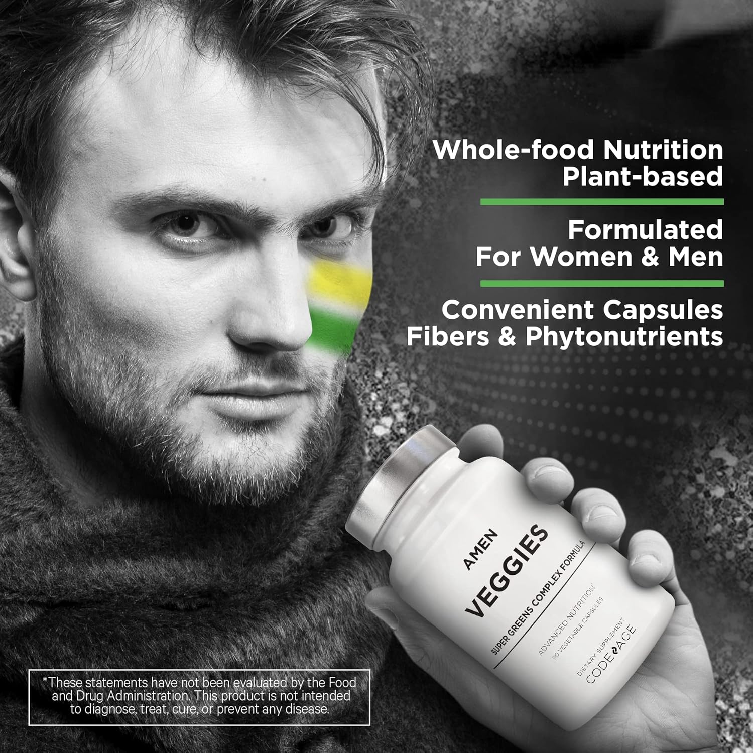 Amen Veggies, Daily Veggies Vitamins Supplement, Vegetables Vegan Blend & Whole-Food Raw Greens Multivitamin Capsules, Mushroom Complex, Superfood, Minerals, Green Vegetable Nutrients, Non-GMO, 90 ct Nirvana Guru
