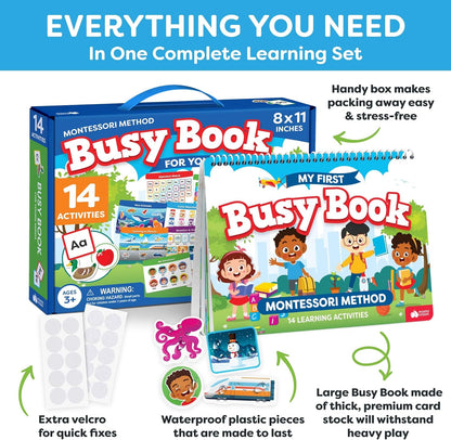 Montessori Preschool Busy Book for Toddlers Ages 3 and Up - Preassembled - Preschool Learning Activities Homeschool Montessori Toys - Gifts for 3 Year Old Boys - 4 Year Old Girl Birthday Gifts Nirvana Guru