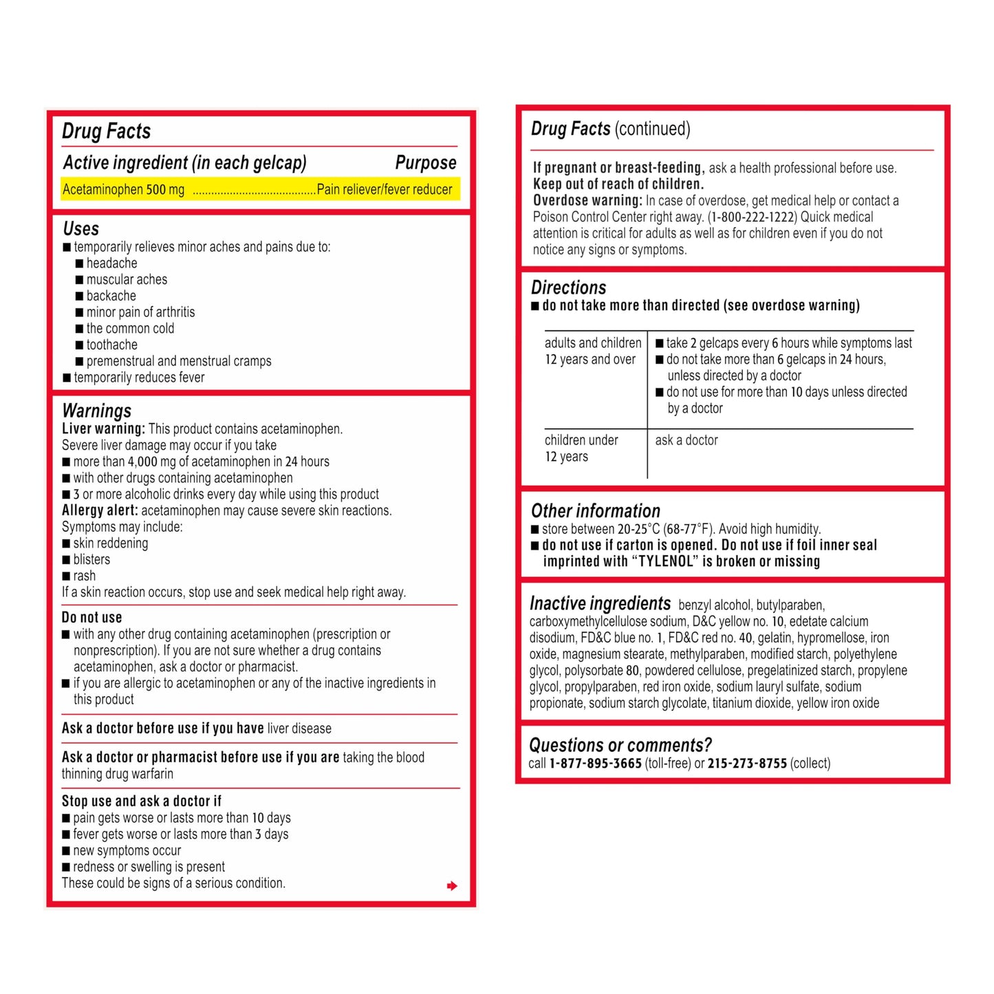 Tylenol Extra Strength Acetaminophen Rapid Release Gels, Extra Strength Pain Reliever & Fever Reducer, Gelcaps with Laser-Drilled Holes, 500 mg Acetaminophen, 100 ct