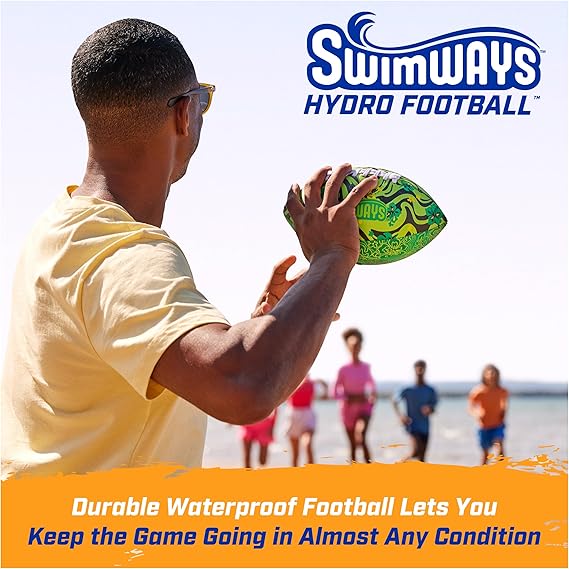 SwimWays Hydro Waterproof Football – 9.25” Pool Toy for Kids & Adults | Floating Football for Swimming Pool Games, Beach, Lake & Outdoor Water Play (Green) nirvanaguru