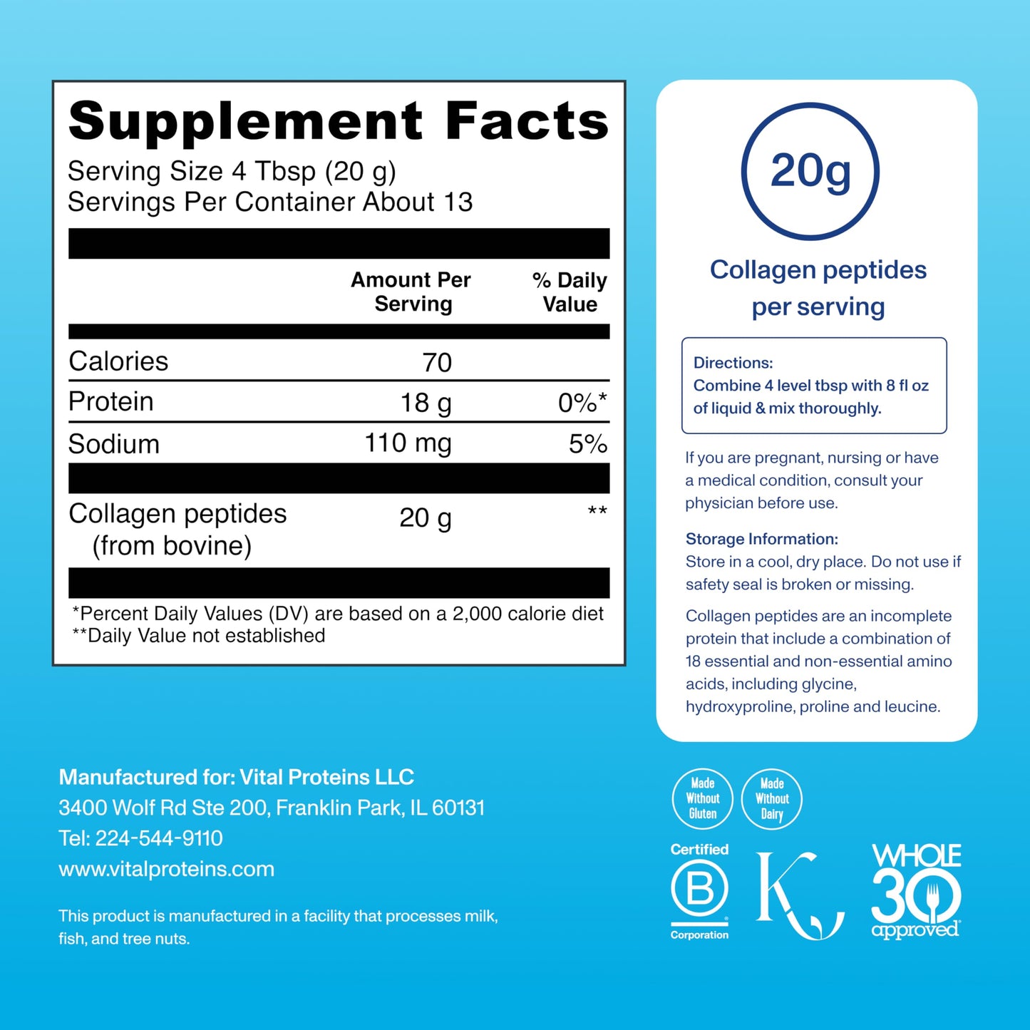 Vital Proteins Collagen Peptides Powder - Supports Hair, Nail, Skin, Bone & Joint Health, Unflavored, Collagen Protein 9.33 OZ - Nirvana Guru
