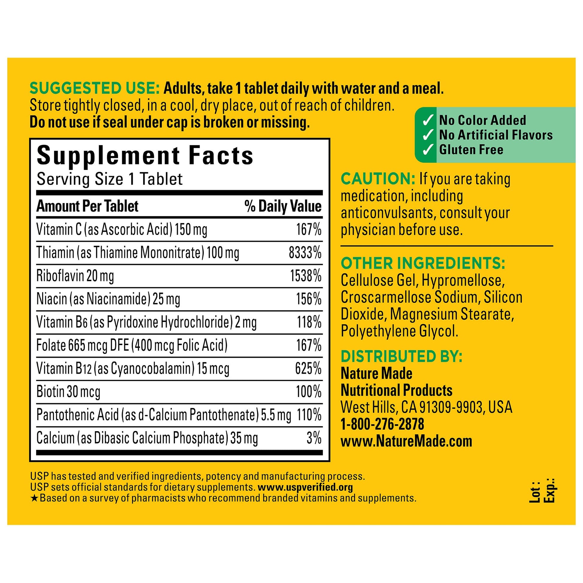 Nature Made Super B Complex with Vitamin C and Folic Acid, Dietary Supplement for Immune Support, 140 Tablets, 140 Day Supply - Nirvana Guru