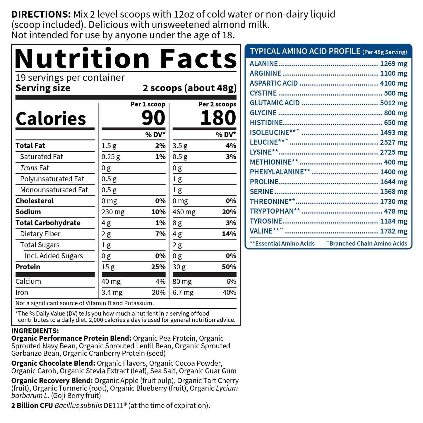 Organic Vegan Chocolate Protein Powder with Probiotics, BCAAs, 30g Plant Protein, NSF Certified, Gluten Free & Sport, Non GMO, Garden of Life Sport Protein Powder - 19 Servings - Nirvana Guru