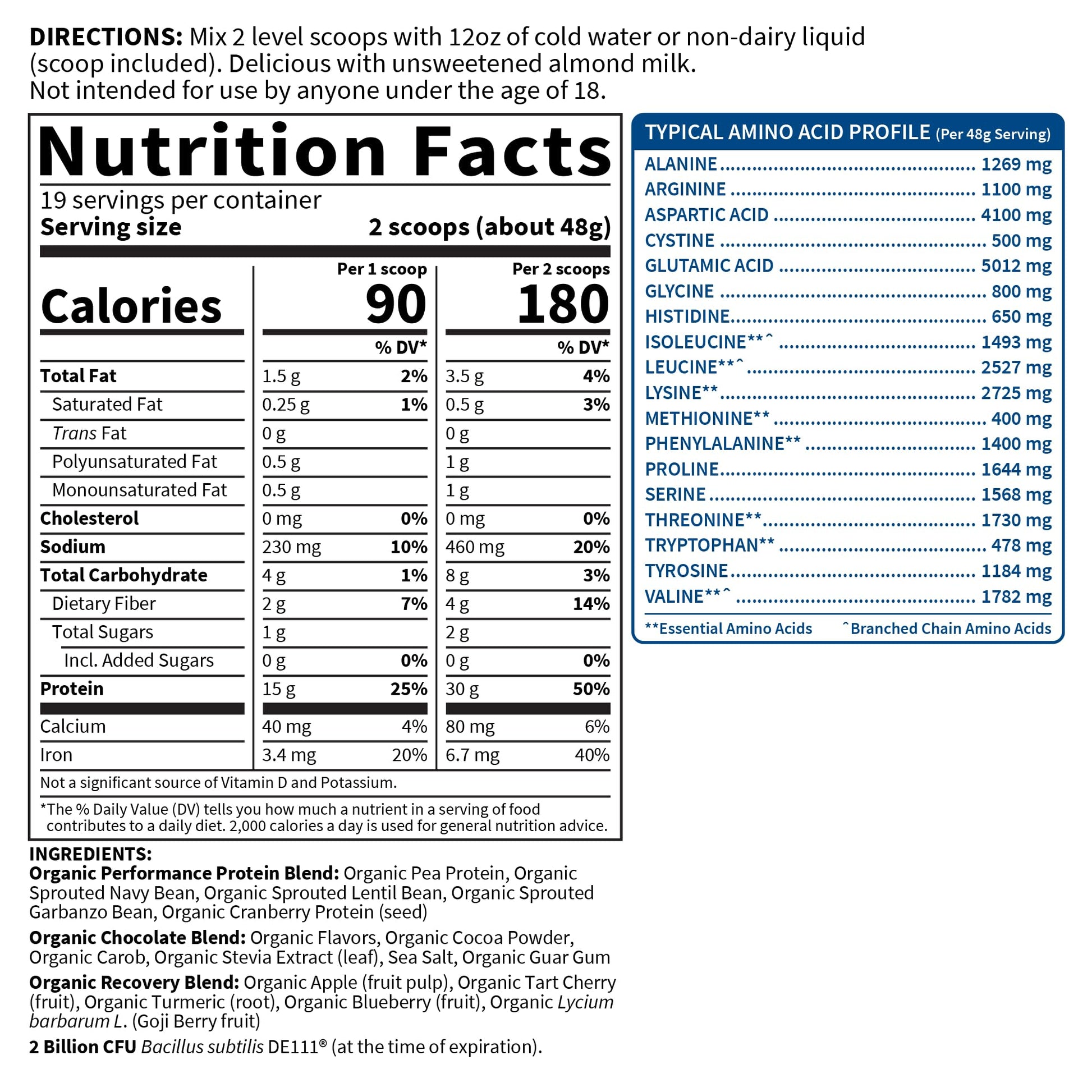 Organic Vegan Chocolate Protein Powder with Probiotics, BCAAs, 30g Plant Protein, NSF Certified, Gluten Free & Sport, Non GMO, Garden of Life Sport Protein Powder - 19 Servings - Nirvana Guru
