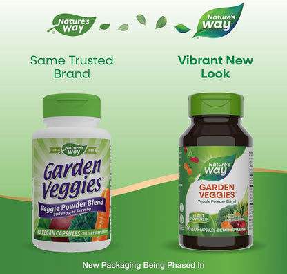 Nature's Way Garden Veggies, Veggie Powder Blend, 900 mg per 2-Capsule Serving, 60 Vegan Capsules (Packaging May Vary) - Nirvana Guru